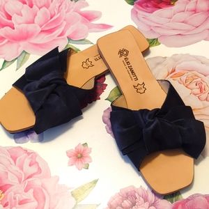Elio Zanotti Leather Suede Bow Sandals